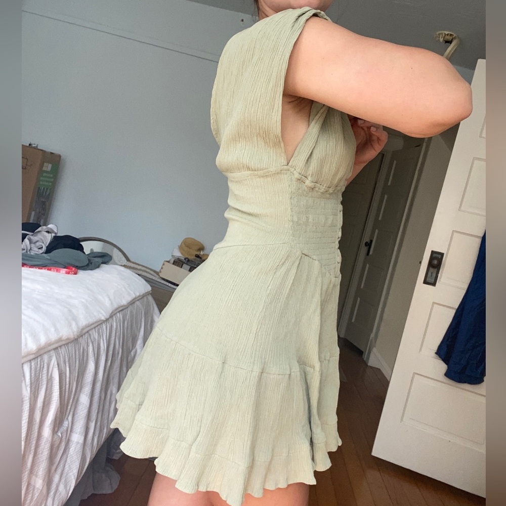 ASOS sage‎ green summer corset style flowy dress size small - Picture 2 of 11